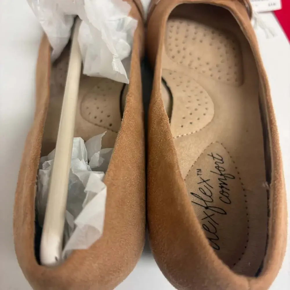Dexflex Comfort Women's Klara Tan Suede Wedge Heels - Picture 6 of 9